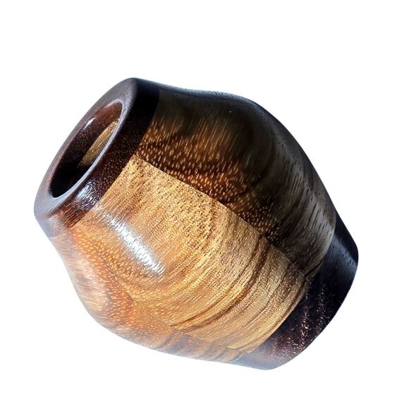 Handmade Toothpick Holder of Marquetry Pieced and Turned Wood - Picture 3 of 8